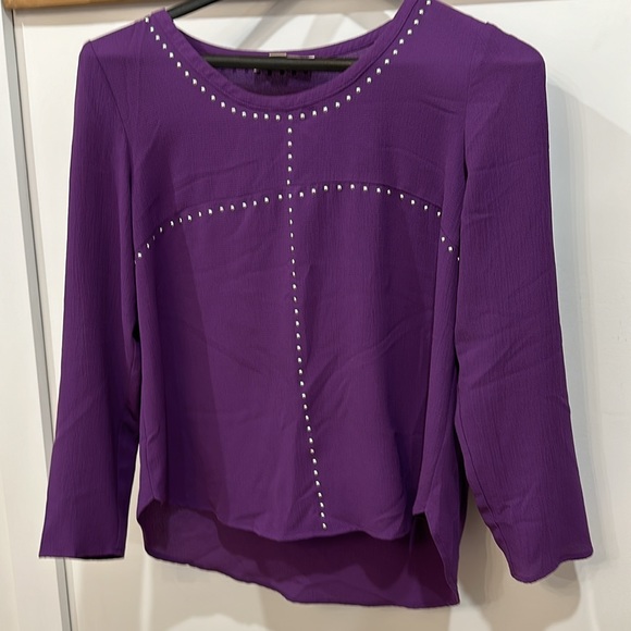 Michael Kors purple tunic blouse with silver stud details - Picture 2 of 5